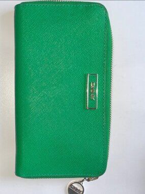 DKNY Vibrant Green Zip-Around Wallet